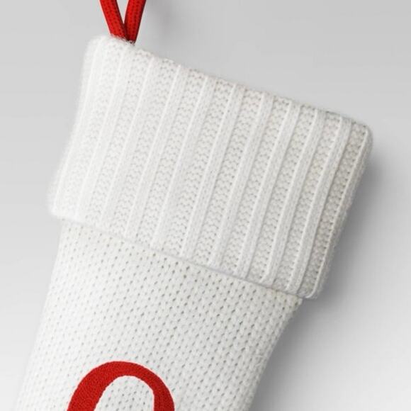 NEW Wondershop Knit Christmas Stocking Monogram Q Red White Holiday Festive Cozy - Picture 3 of 5